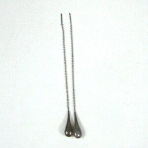 Sterling Silver Long Teardrop Dangle Chain Earrings 925 Post Party Cocktail